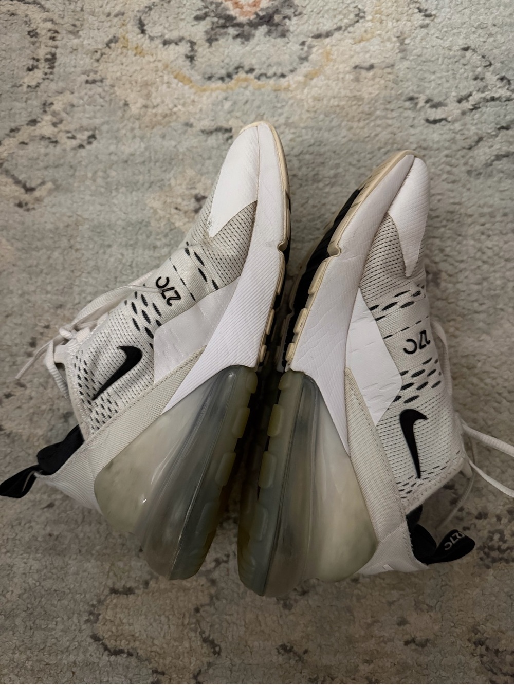 Nike Air Max 270 Women’s Sneakers - White with Black Swoosh - Picture 4 of 7